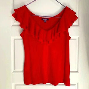 CHAPS Short sleeve top with  ruffles